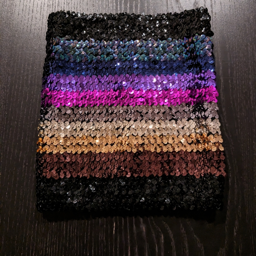 Sequin multi-color stretchy tube top XS adult or Girl's 10 dance or burlesque